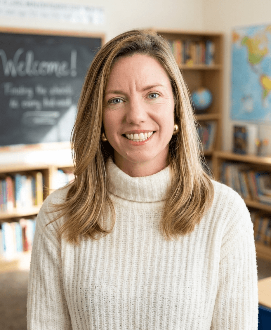 Denlin Doty smiling in a classroom